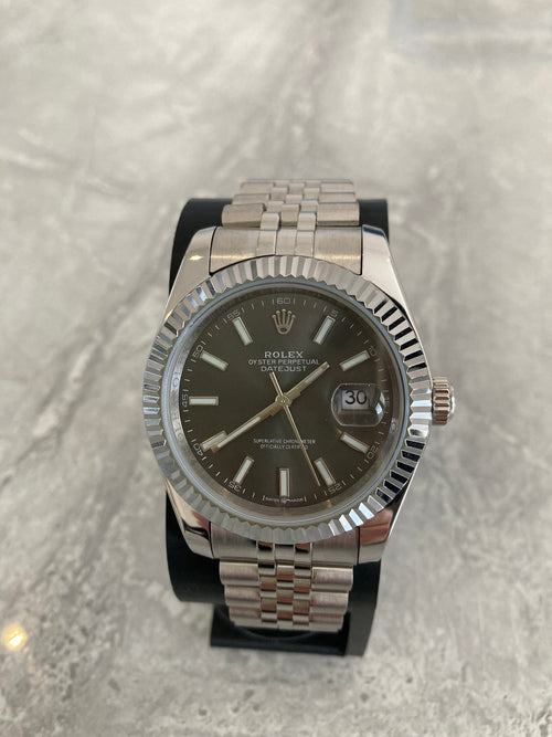 Rolex Datejust, Automatic, Grey Dial, Fluted Bezel, Steel Case (41mm)