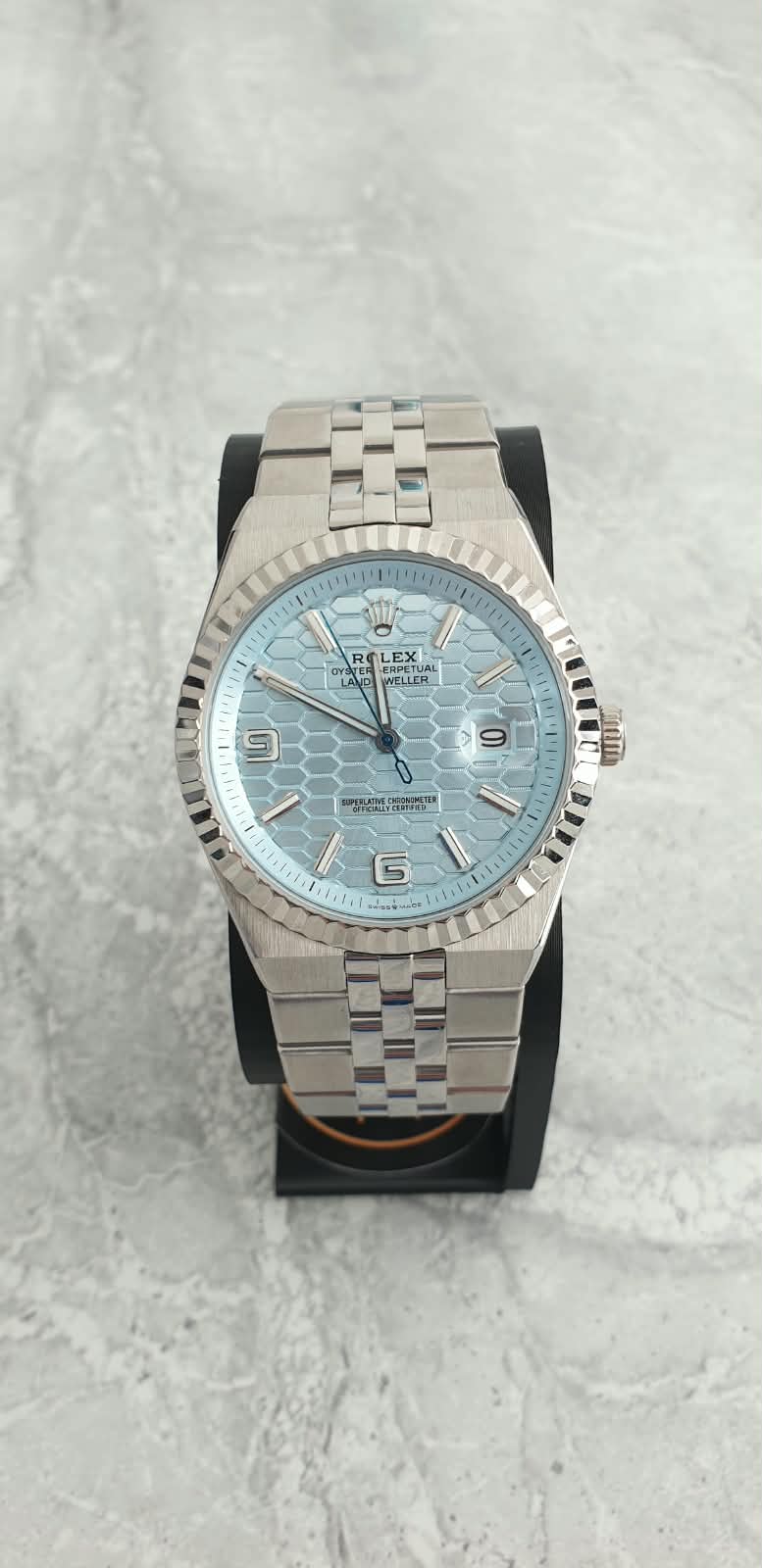 Rolex Land-Dweller, Automatic, Ice Blue Dial, Fluted Bezel, Stainless Steel Case and Bracelet (40mm)