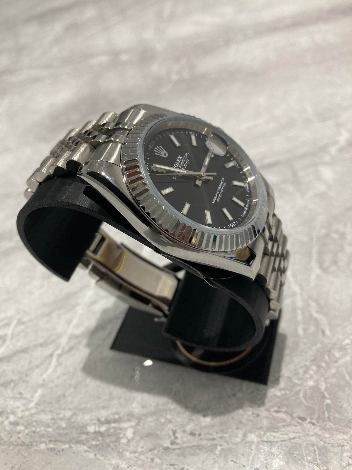 Rolex Datejust, Automatic, Black Dial, Fluted Bezel, Steel Case (41mm)