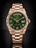 Rolex Day-Date, Automatic, Green Dial, Fluted Bezel, Steel Case (41mm)