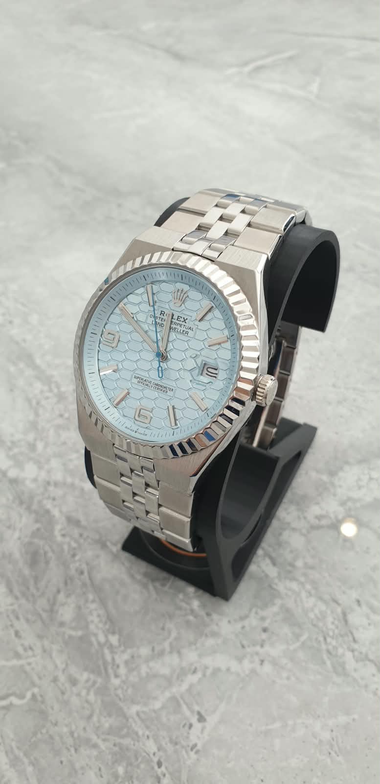 Rolex Land-Dweller, Automatic, Ice Blue Dial, Fluted Bezel, Stainless Steel Case and Bracelet (40mm)