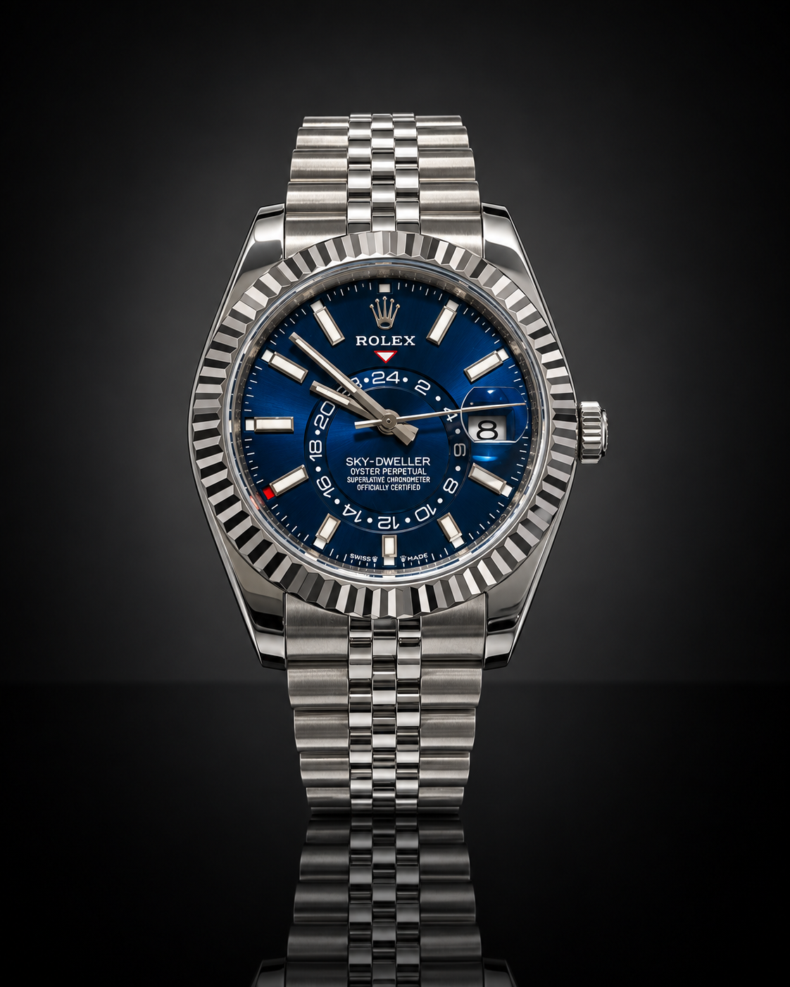 Rolex Sky-Dweller, Automatic, Blue Dial, Fluted Bezel, Steel Case (41mm)