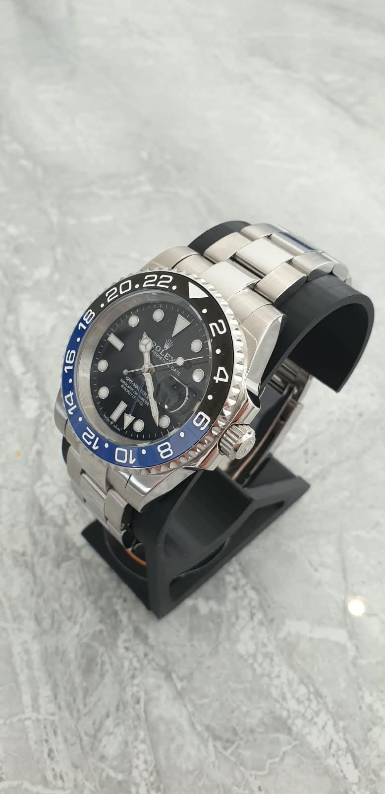 Rolex GMT-Master II, Automatic, Black Dial, Batman-Style Bezel, Steel Case (41mm)