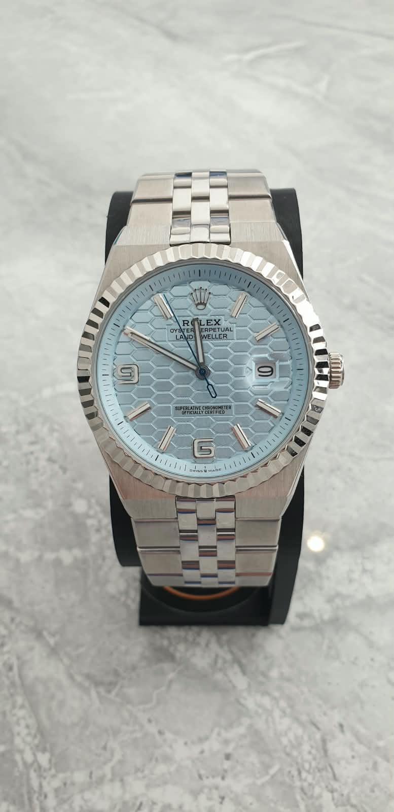 Rolex Land-Dweller, Automatic, Ice Blue Dial, Fluted Bezel, Stainless Steel Case and Bracelet (40mm)