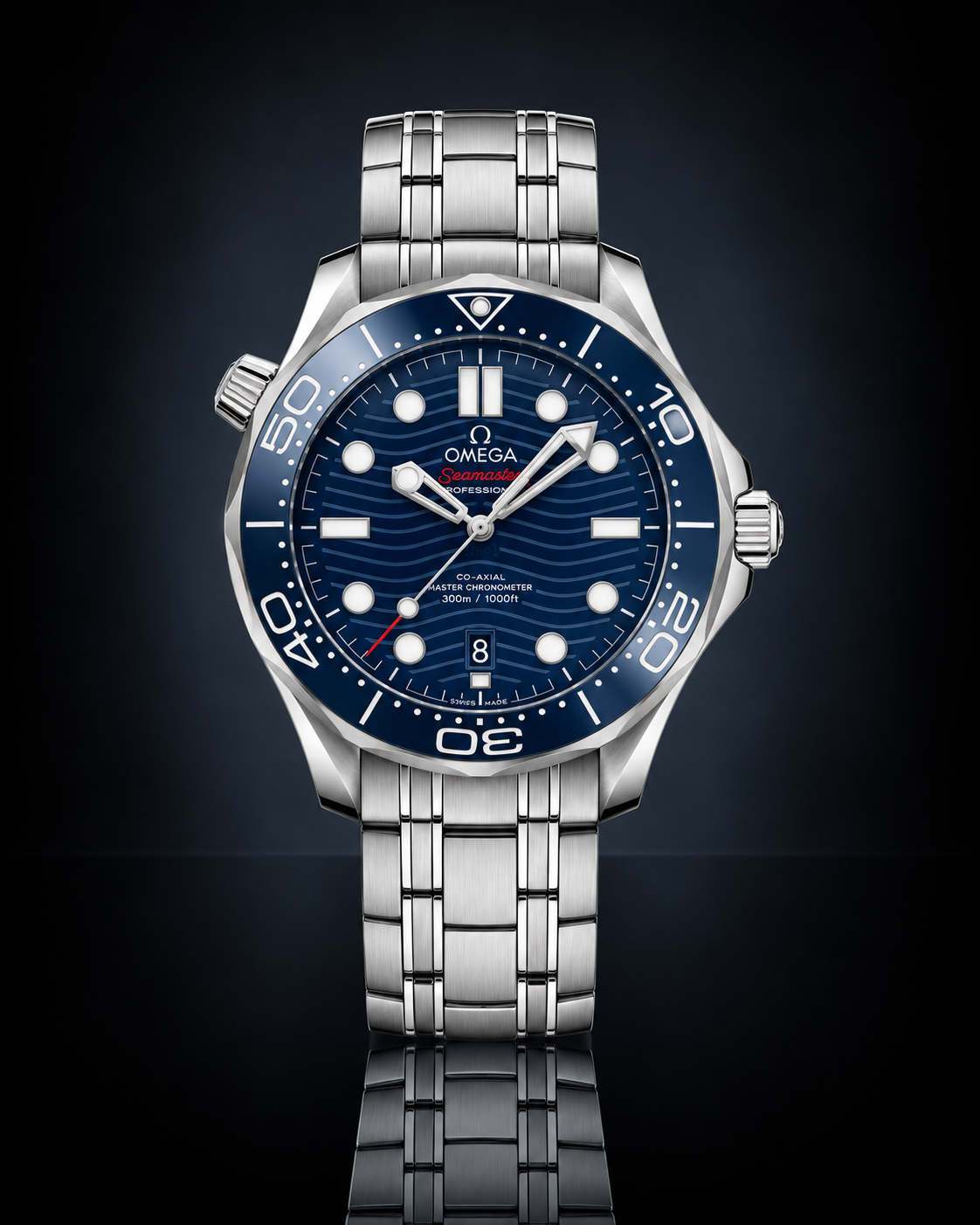 Omega Seamaster Diver 300M, Automatic, Blue Dial, Blue Bezel, Stainless Steel Bracelet (42mm)