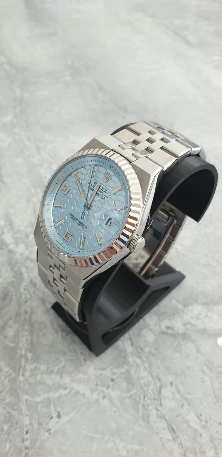 Rolex Land-Dweller, Automatic, Ice Blue Dial, Fluted Bezel, Stainless Steel Case and Bracelet (40mm)