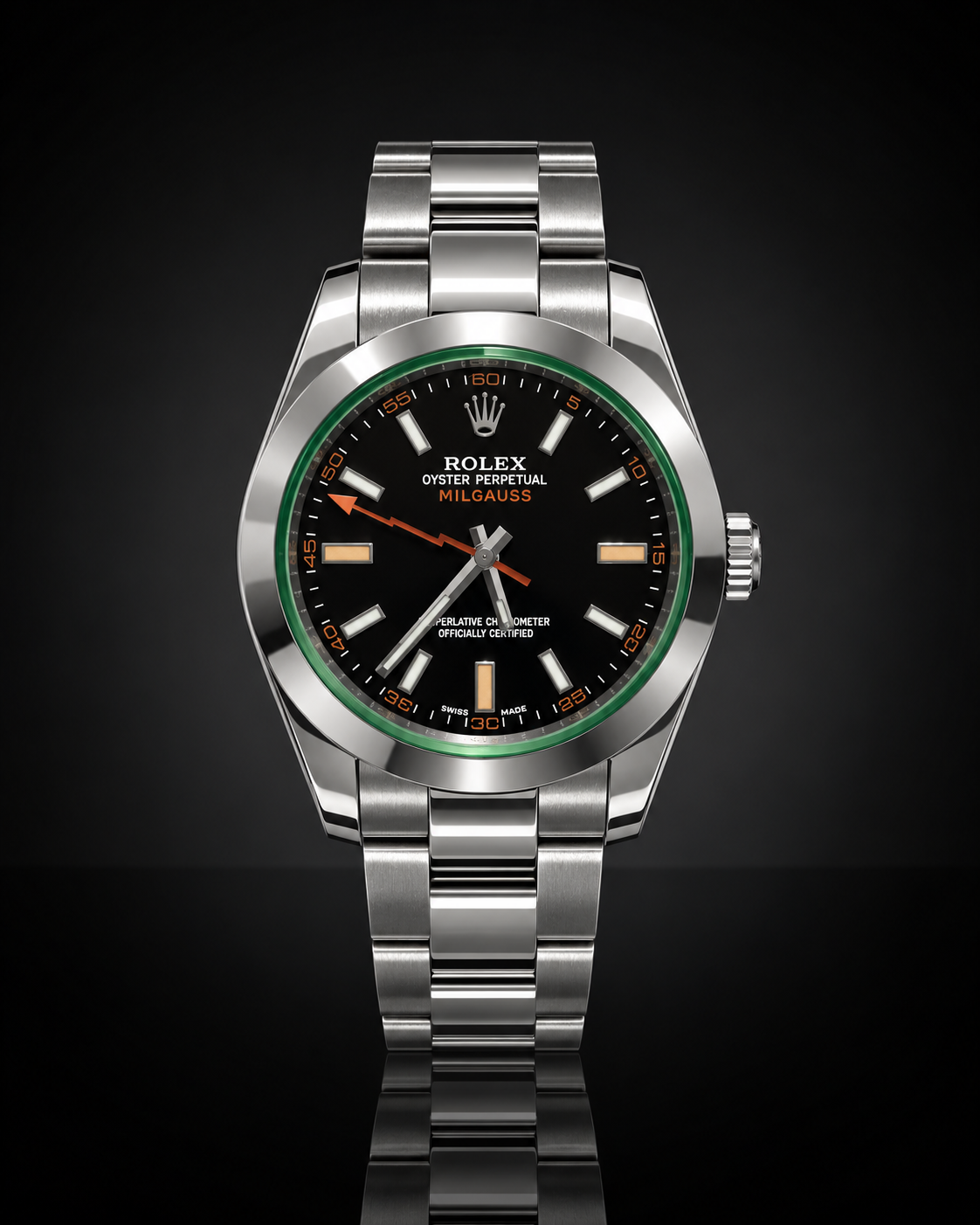Rolex Milgauss, Automatic, Black Dial, Smooth Bezel, Steel Case (41mm)