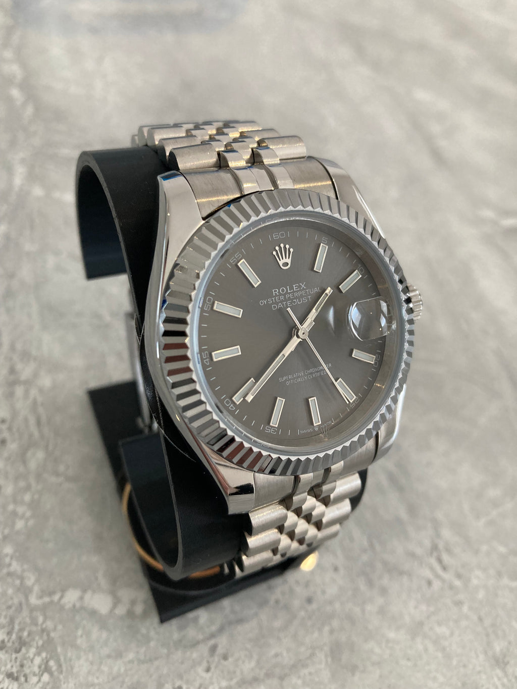 Rolex Datejust, Automatic, Grey Dial, Fluted Bezel, Steel Case (41mm)