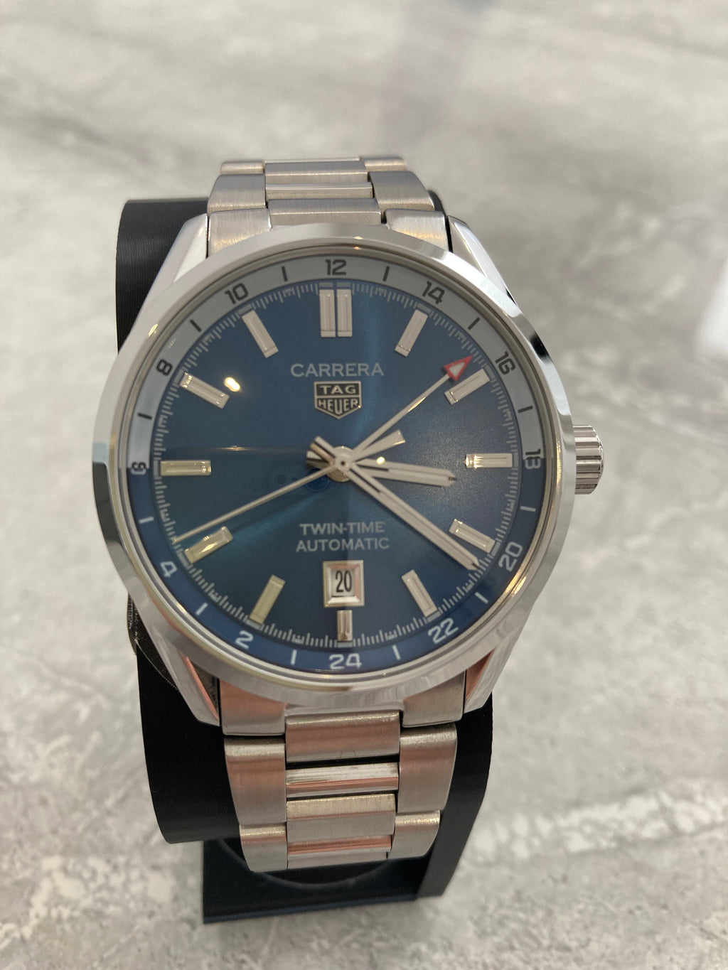 TAG Heuer Carrera Twin-Time, Automatic, Blue Dial, GMT Display, Steel Case (41mm)