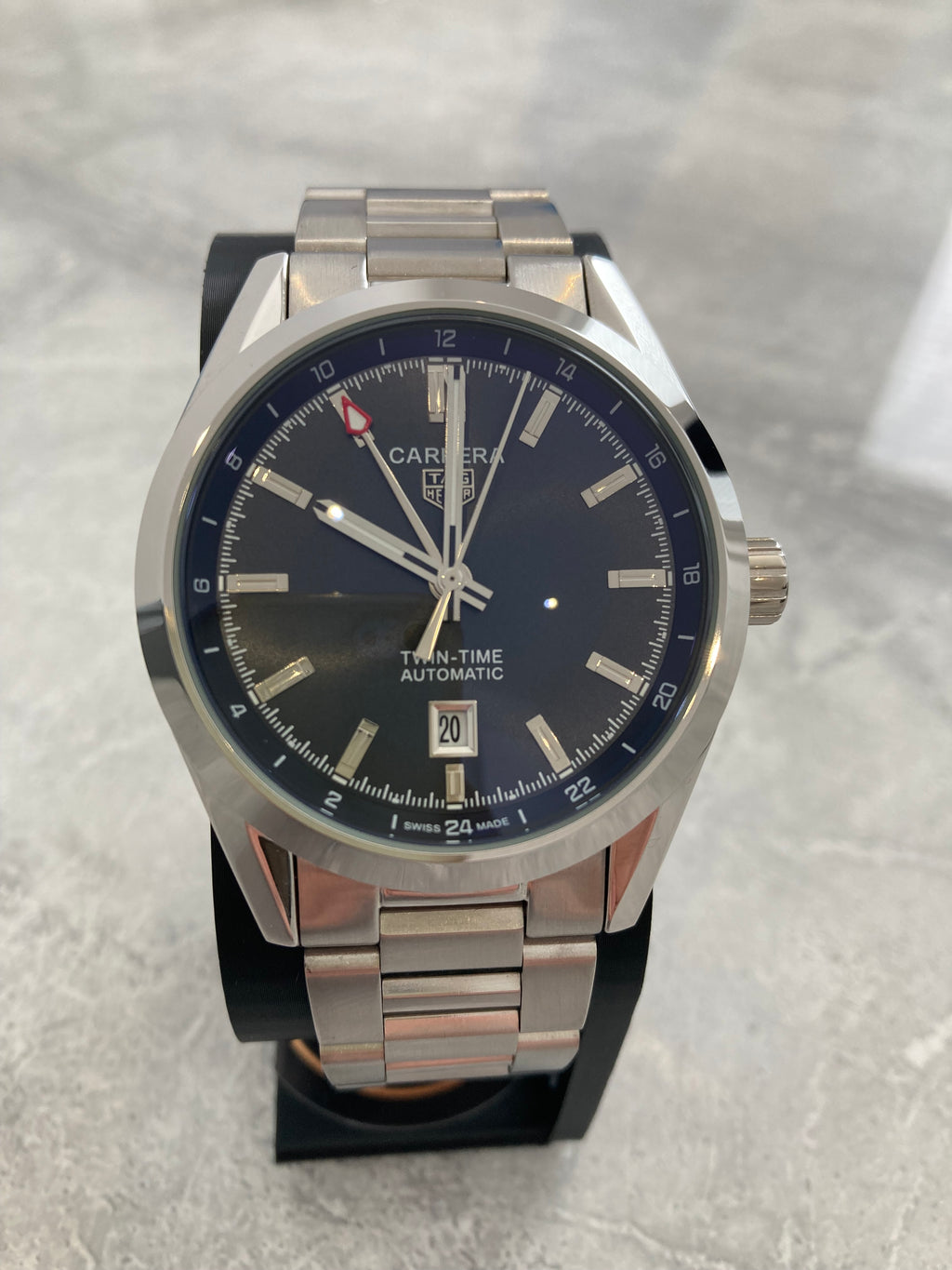TAG Heuer Carrera Twin-Time, Automatic, Blue Dial, GMT Display, Steel Case (41mm)