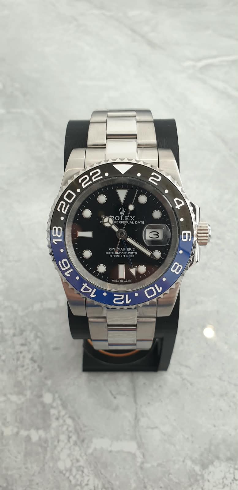 Rolex GMT-Master II, Automatic, Black Dial, Batman-Style Bezel, Steel Case (41mm)
