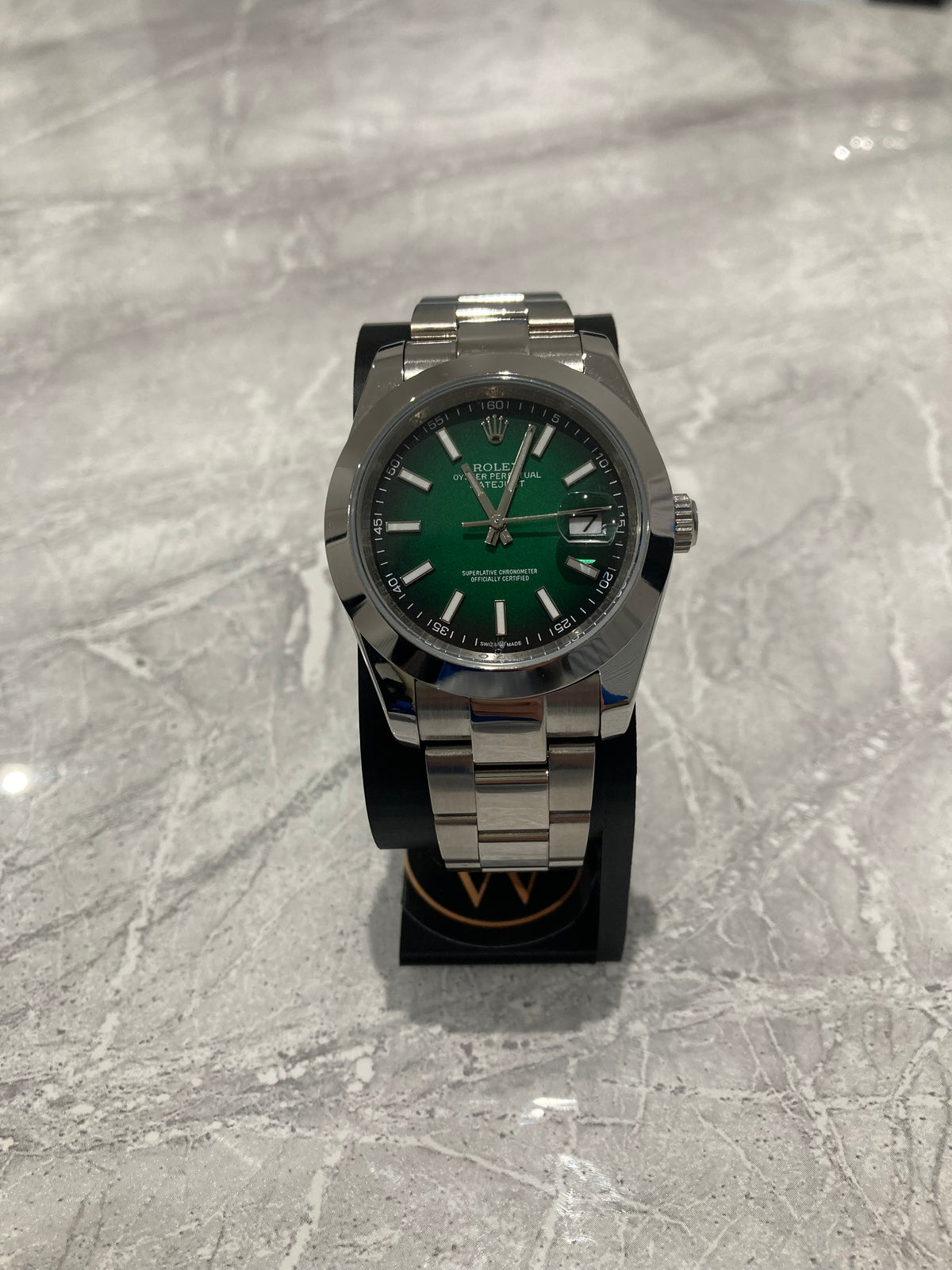 Rolex Datejust, Automatic, Ombré Green Dial, Smooth Bezel, Steel Case (41mm)