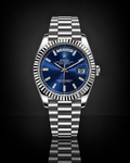 Rolex Day-Date, Automatic, Blue Dial, Fluted Bezel, Steel Case (40mm)