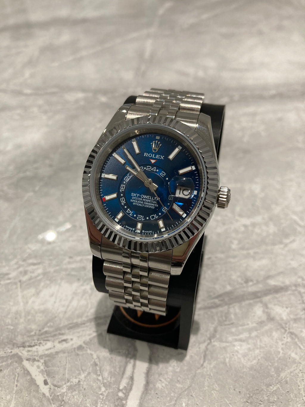 Rolex Sky-Dweller, Automatic, Blue Dial, Fluted Bezel, Steel Case (41mm)