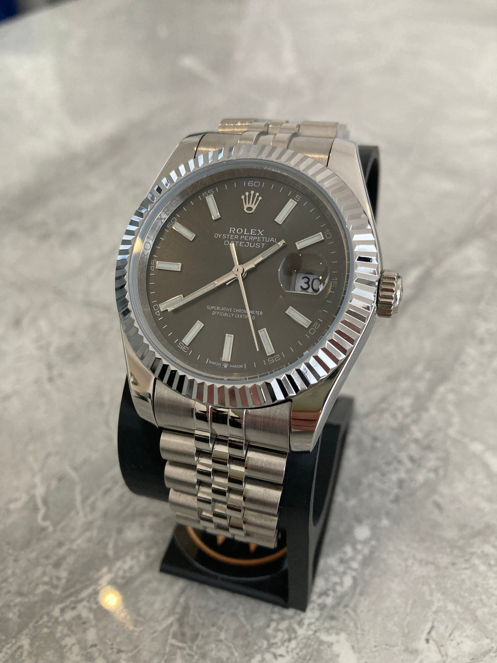 Rolex Datejust, Automatic, Grey Dial, Fluted Bezel, Steel Case (41mm)