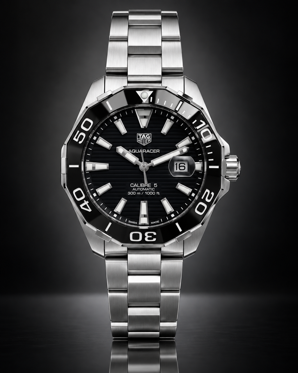 TAG Heuer Aquaracer, Automatic, Black Dial, Steel Bezel, Steel Case (43mm)