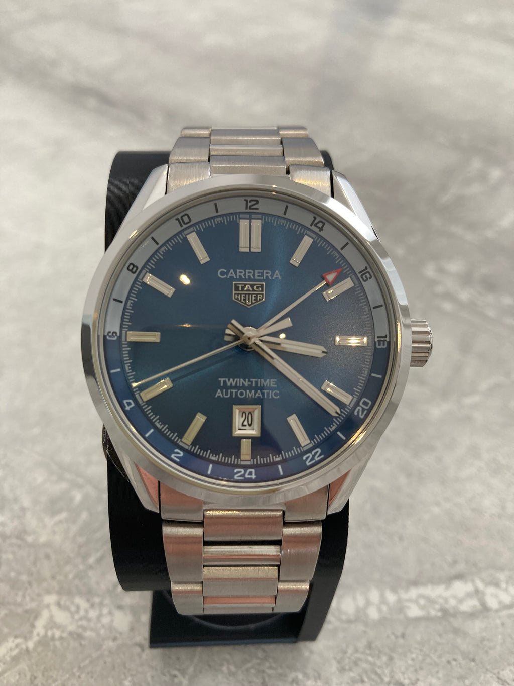 TAG Heuer Carrera Twin-Time, Automatic, Blue Dial, GMT Display, Steel Case (41mm)