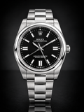 Rolex Oyster Perpetual, Automatic, Black Dial, Smooth Bezel, Steel Case and Bracelet (41mm)