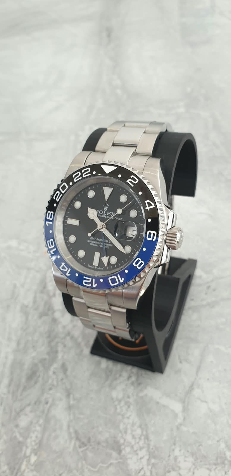 Rolex GMT-Master II, Automatic, Black Dial, Batman-Style Bezel, Steel Case (41mm)