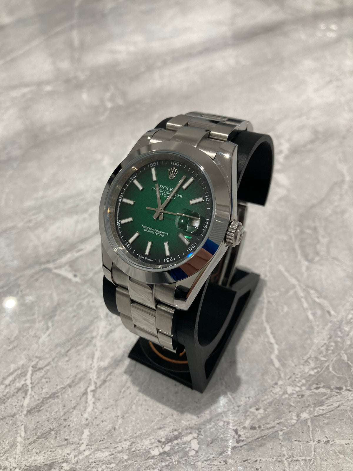 Rolex Datejust, Automatic, Ombré Green Dial, Smooth Bezel, Steel Case (41mm)
