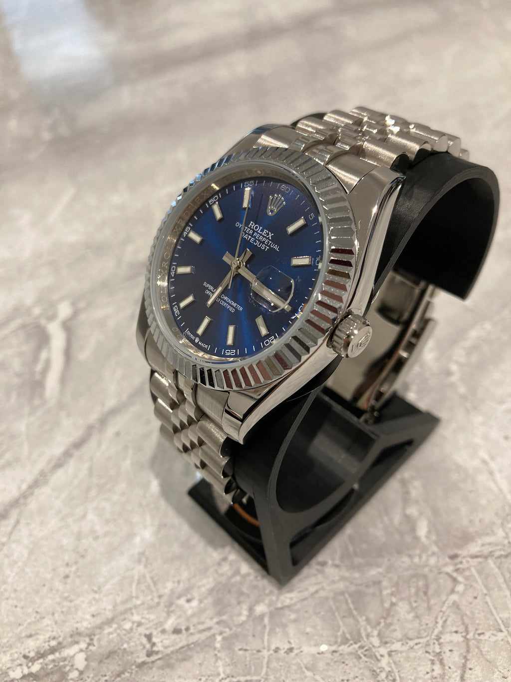 Rolex Datejust, Automatic, Blue Dial, Fluted Bezel, Steel Case (41mm)