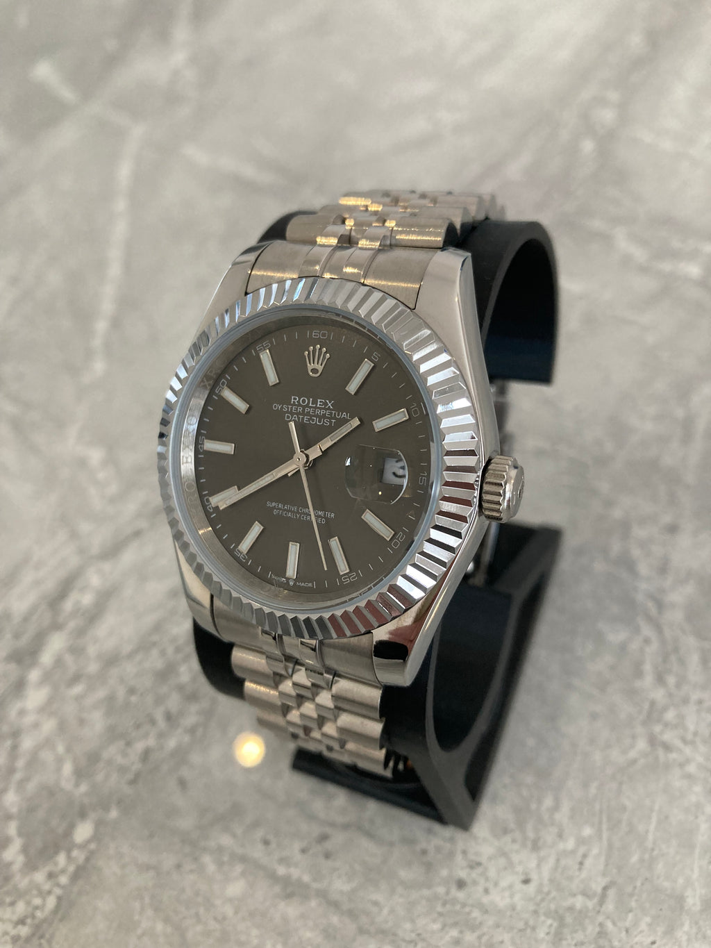 Rolex Datejust, Automatic, Grey Dial, Fluted Bezel, Steel Case (41mm)