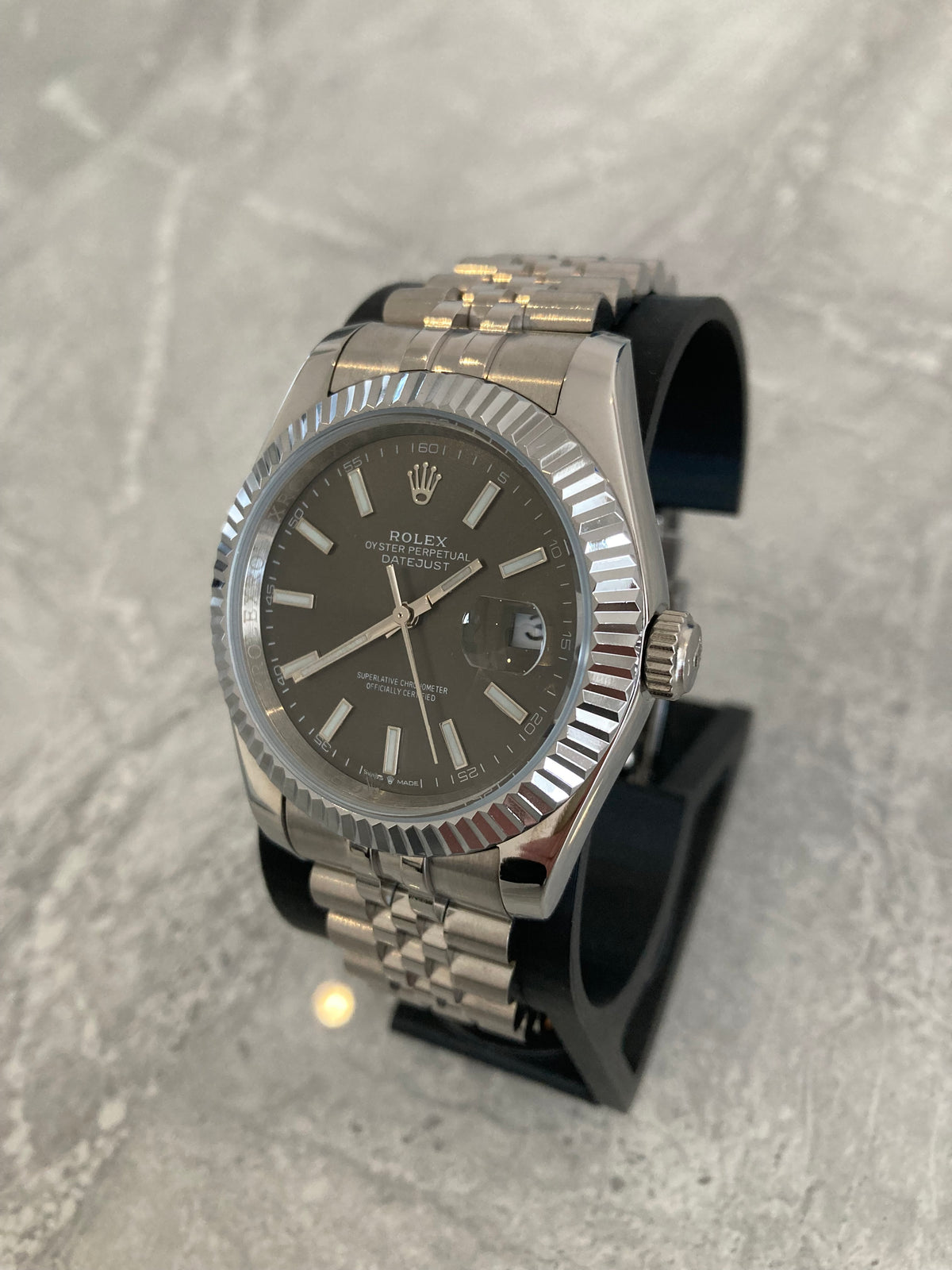 Rolex Datejust, Automatic, Grey Dial, Fluted Bezel, Steel Case (41mm)