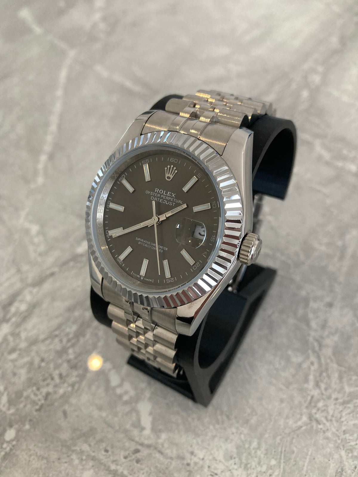 Rolex Datejust, Automatic, Grey Dial, Fluted Bezel, Steel Case (41mm)