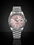 Rolex Day-Date, Automatic, Pink Dial, Fluted Bezel, Steel Case (36mm)