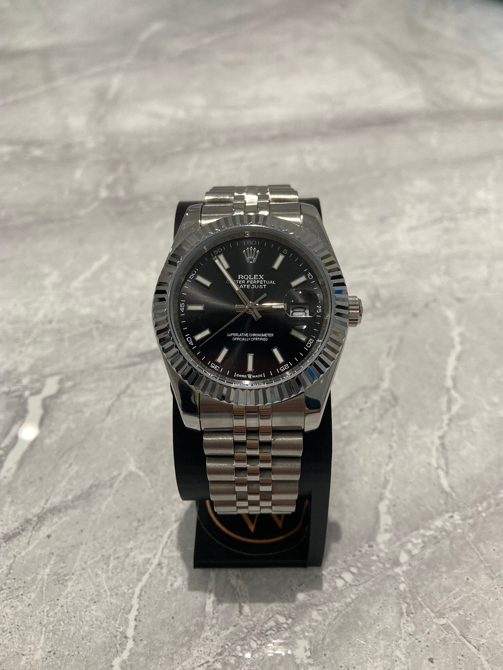 Rolex Datejust, Automatic, Black Dial, Fluted Bezel, Steel Case (41mm)