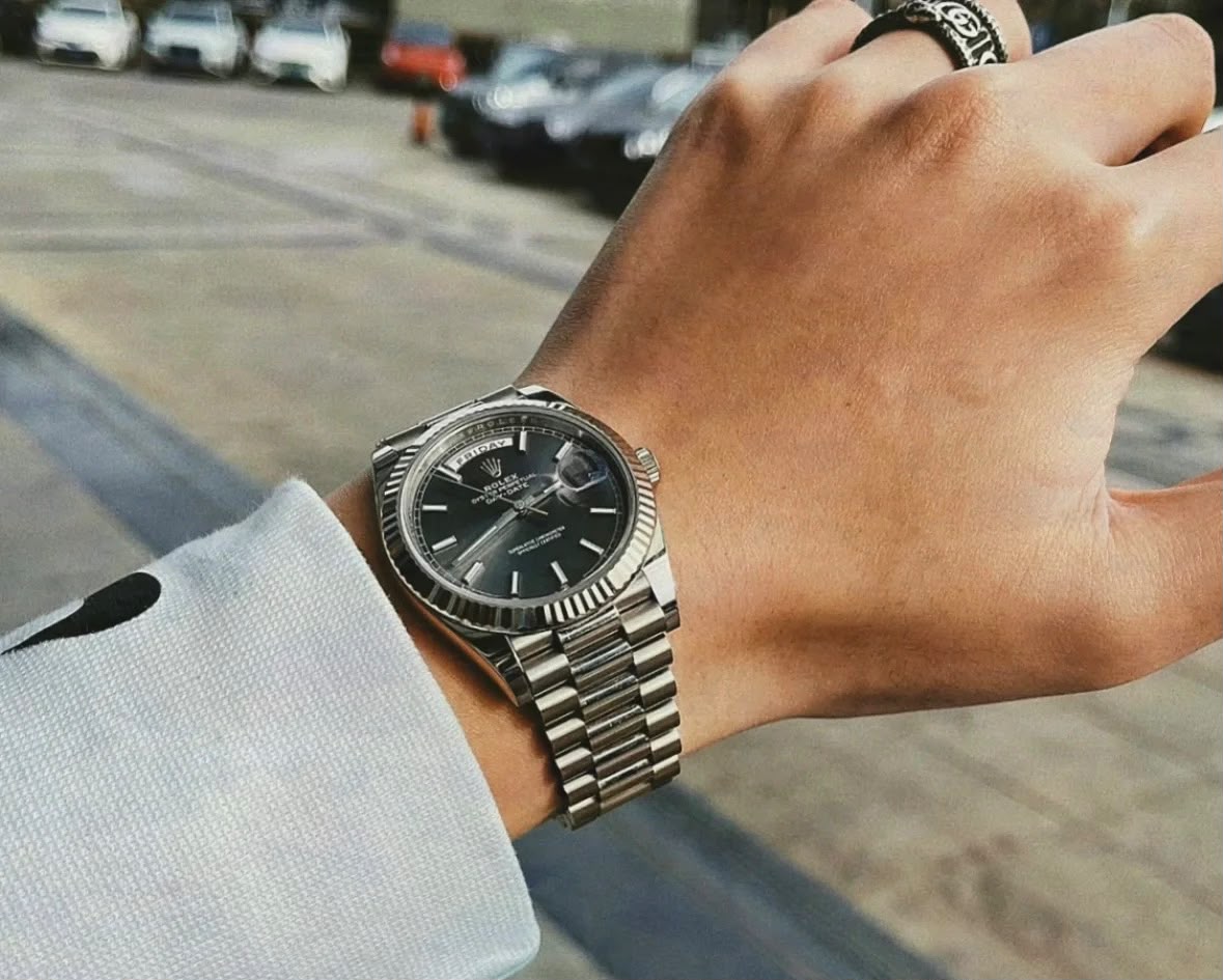 VSF Rolex Day-Date, Automatic, Grey Dial, Fluted Bezel, Steel Case (40mm)