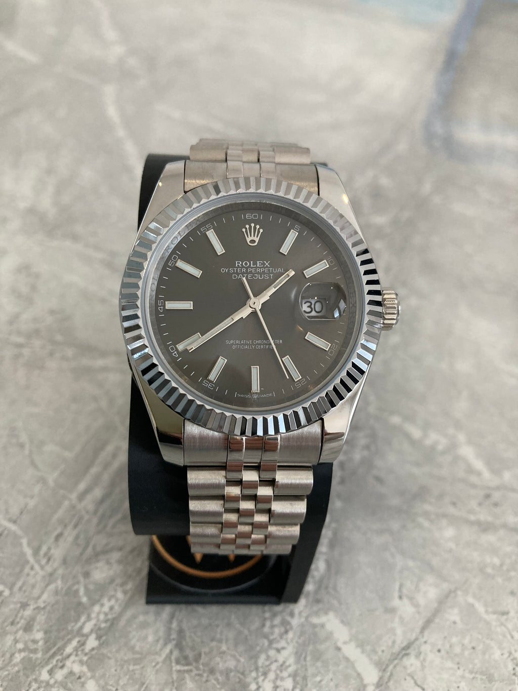 Rolex Datejust, Automatic, Grey Dial, Fluted Bezel, Steel Case (41mm)