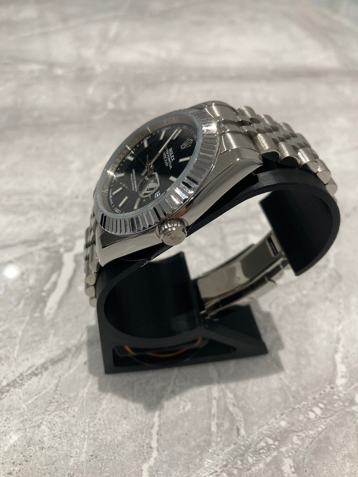 Rolex Datejust, Automatic, Black Dial, Fluted Bezel, Steel Case (41mm)