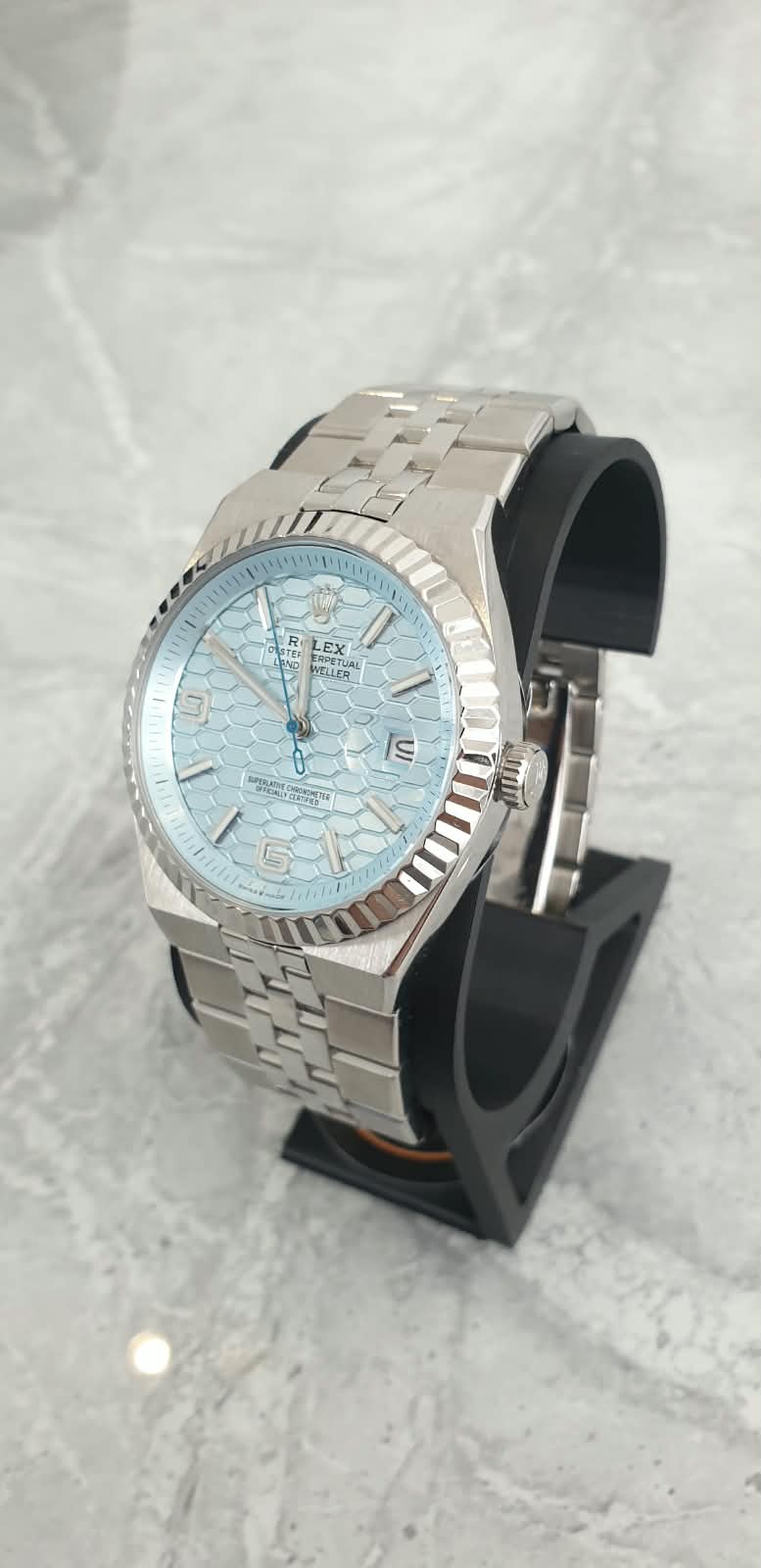 Rolex Land-Dweller, Automatic, Ice Blue Dial, Fluted Bezel, Stainless Steel Case and Bracelet (40mm)