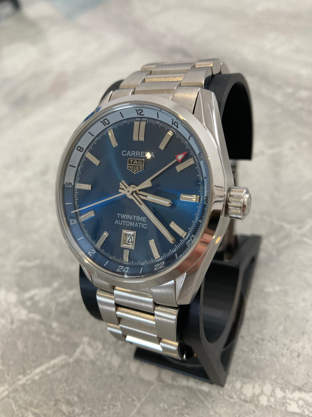 TAG Heuer Carrera Twin-Time, Automatic, Blue Dial, GMT Display, Steel Case (41mm)