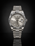 Rolex Day-Date, Automatic, Silver Dial, Fluted Bezel, Steel Case (40mm)
