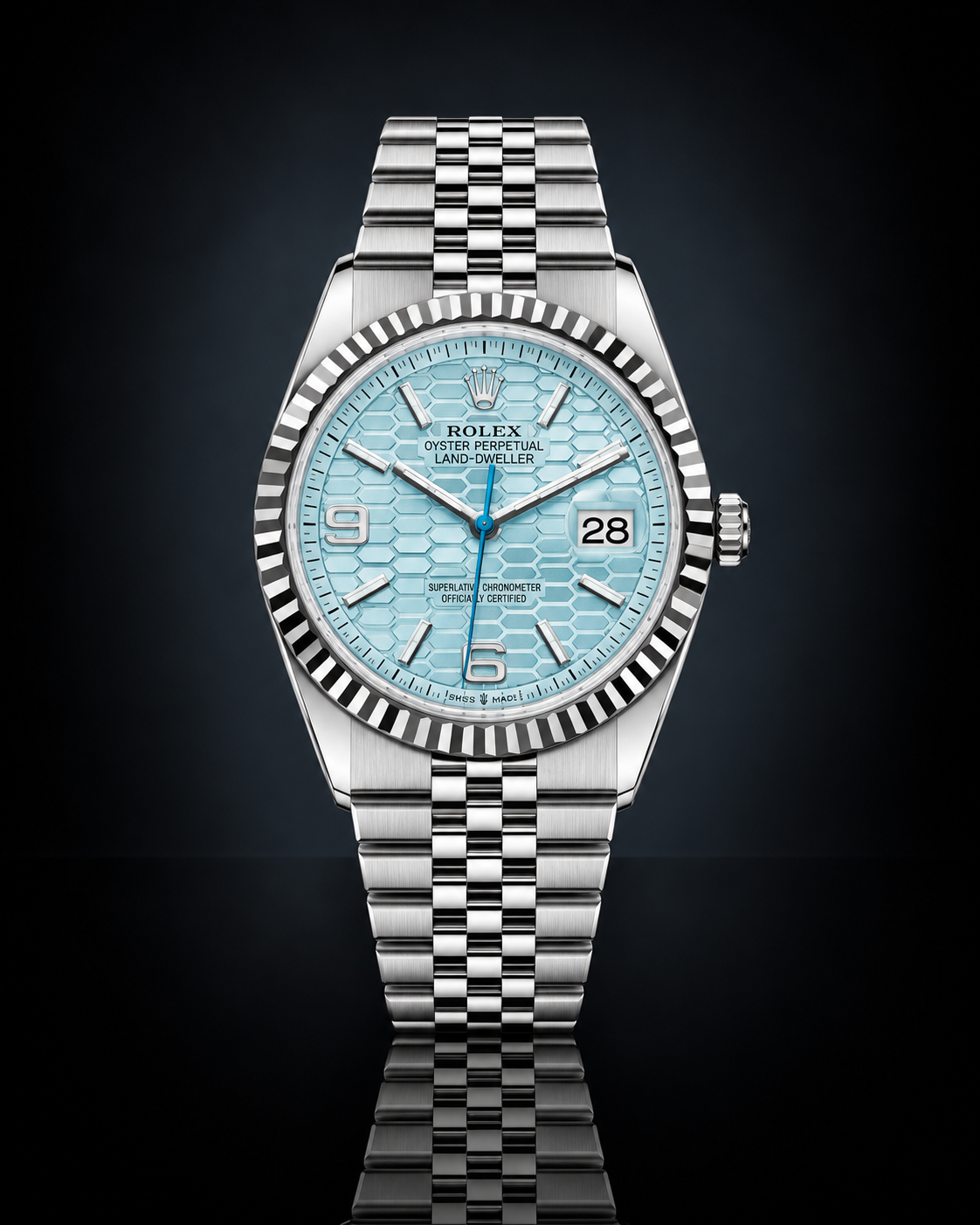 Rolex Land-Dweller, Automatic, Ice Blue Dial, Fluted Bezel, Stainless Steel Case and Bracelet (40mm)