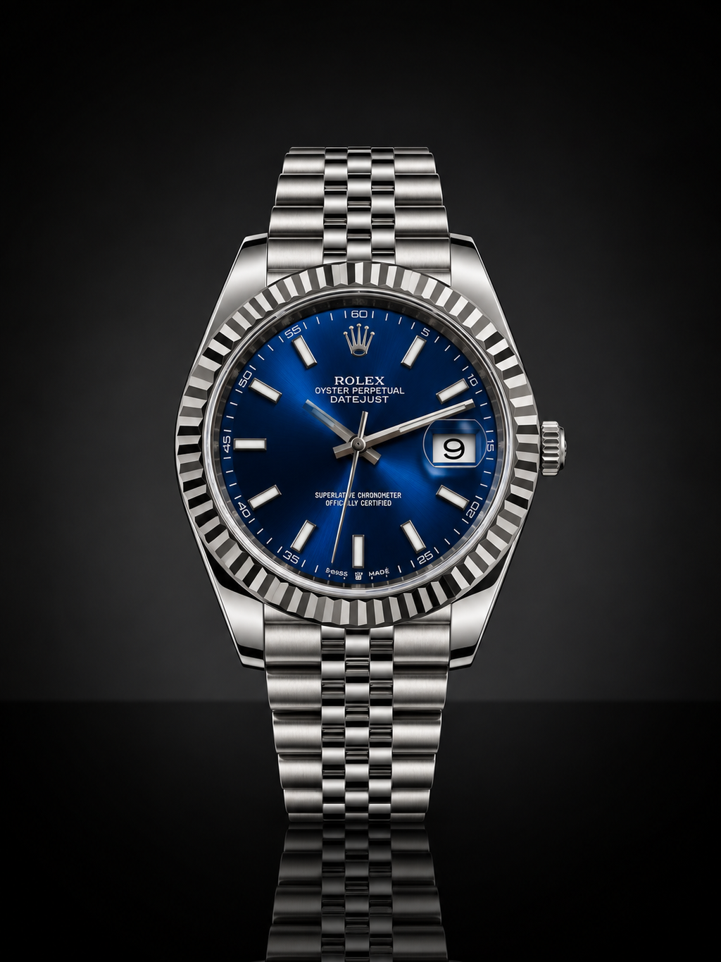 Rolex Datejust, Automatic, Blue Dial, Fluted Bezel, Steel Case (41mm)