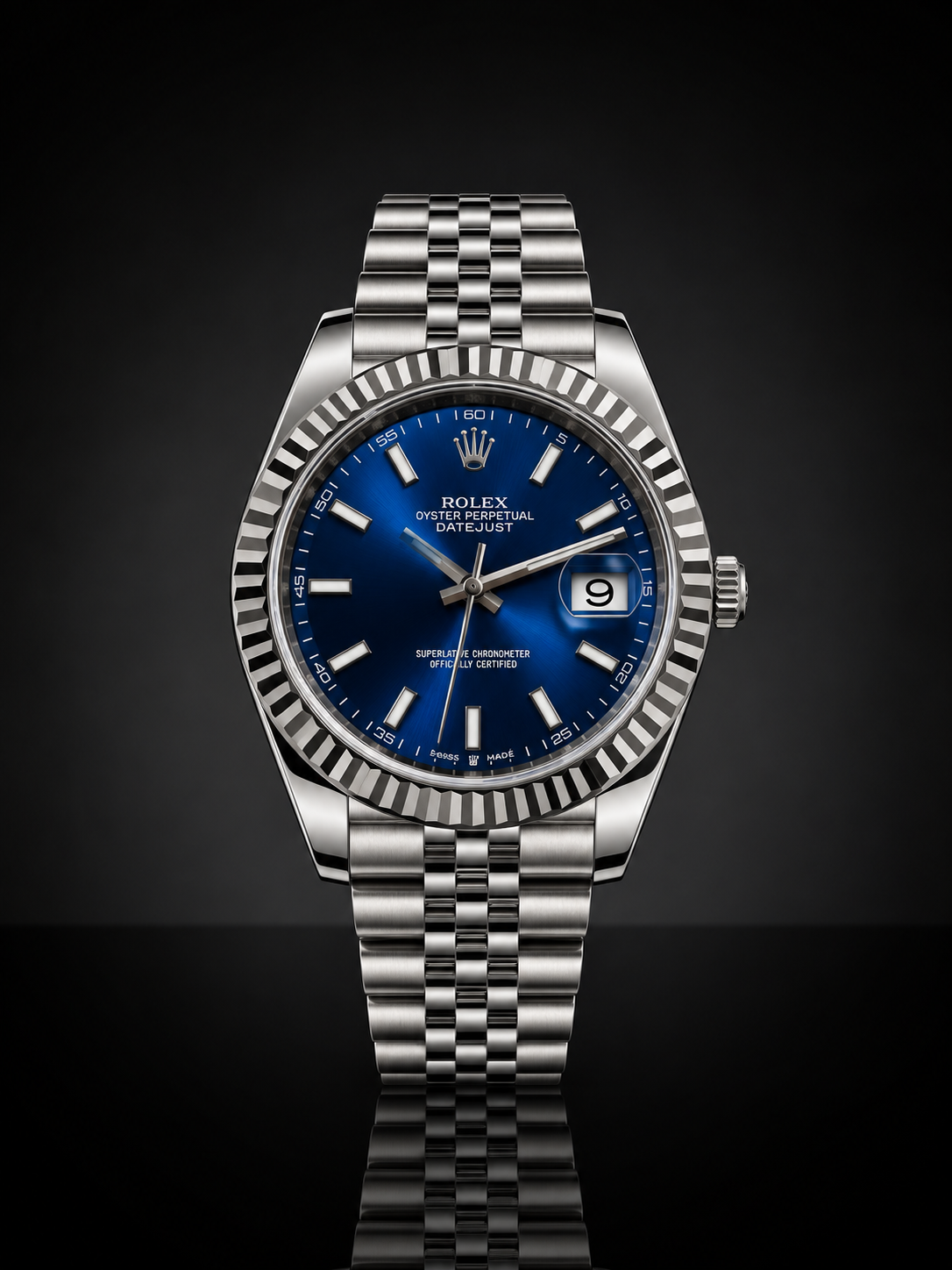 Rolex Datejust, Automatic, Blue Dial, Fluted Bezel, Steel Case (41mm)