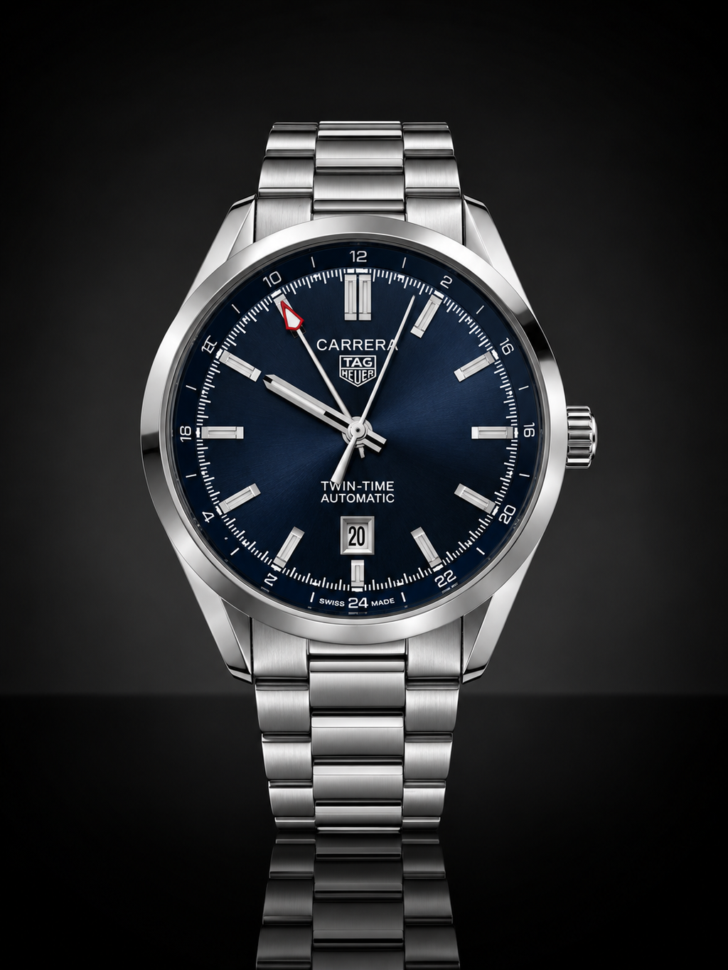 TAG Heuer Carrera Twin-Time, Automatic, Blue Dial, GMT Display, Steel Case (41mm)