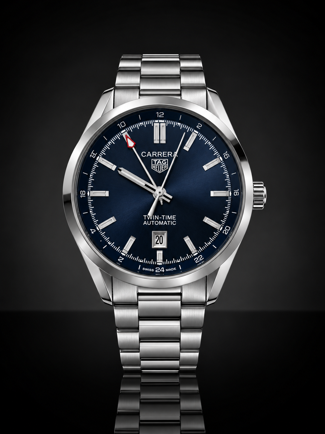 TAG Heuer Carrera Twin-Time, Automatic, Blue Dial, GMT Display, Steel Case (41mm)