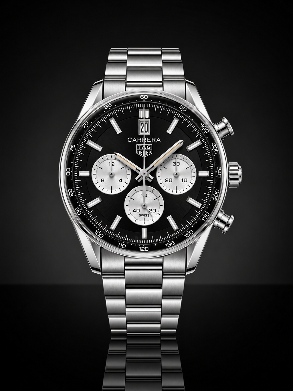 TAG Heuer Carrera Chronograph, Automatic, Black Dial, Steel Case (42mm)