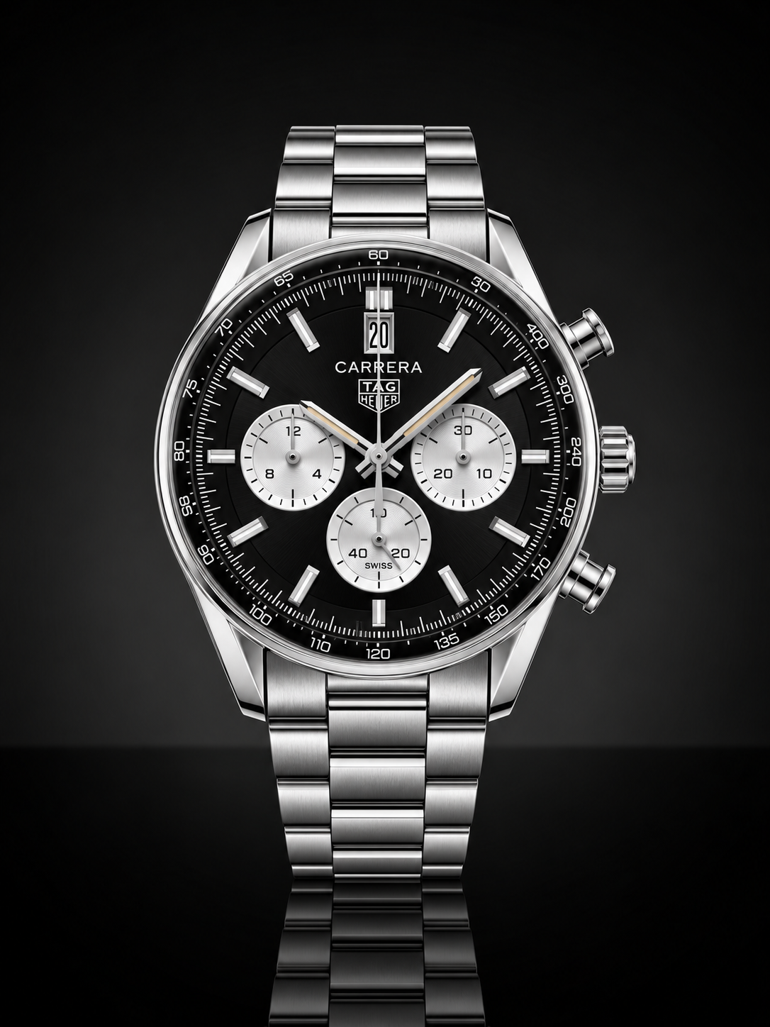 TAG Heuer Carrera Chronograph, Automatic, Black Dial, Steel Case (42mm)