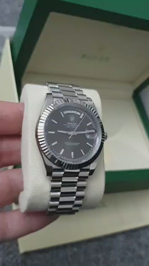 VSF Rolex Day-Date, Automatic, Grey Dial, Fluted Bezel, Steel Case (40mm)